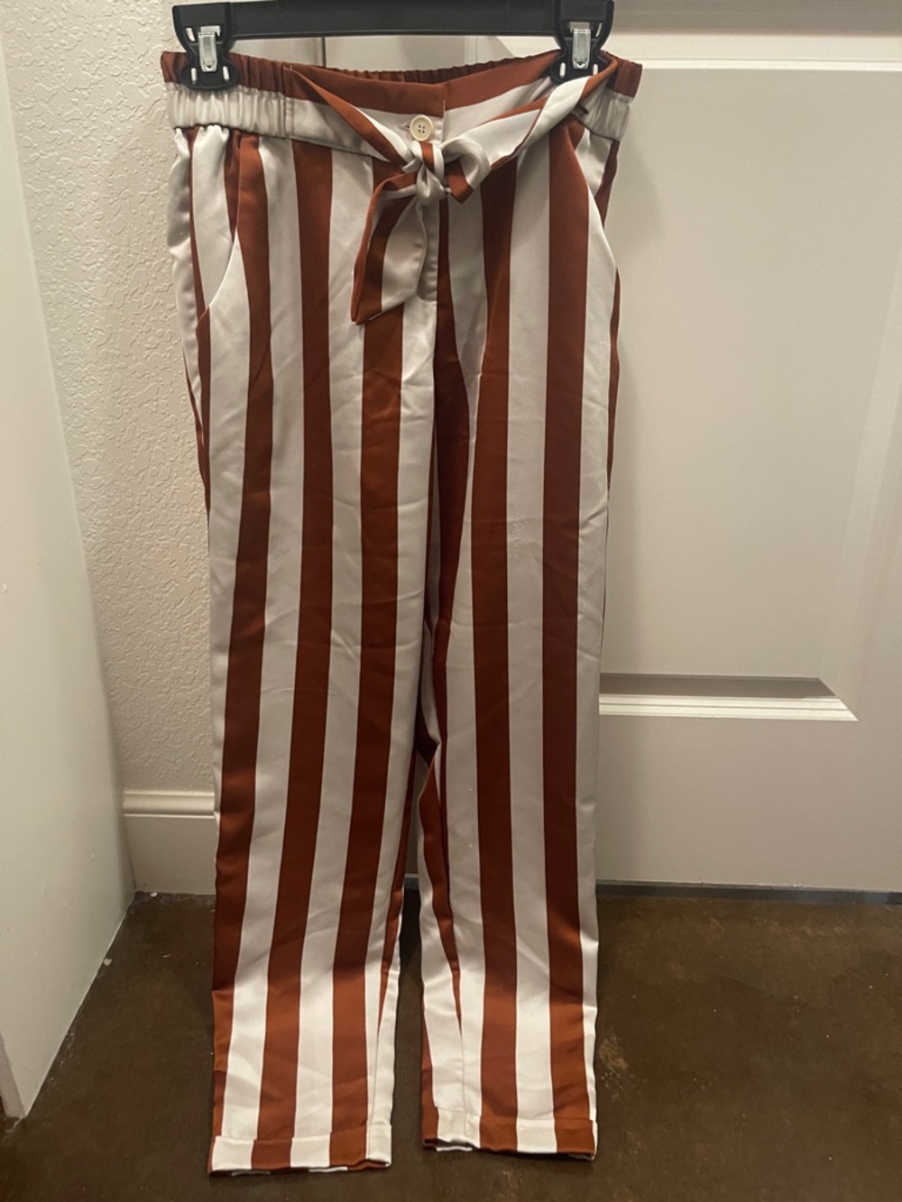 eva mendes for New York & Company Brown and White Striped Cropped Pants